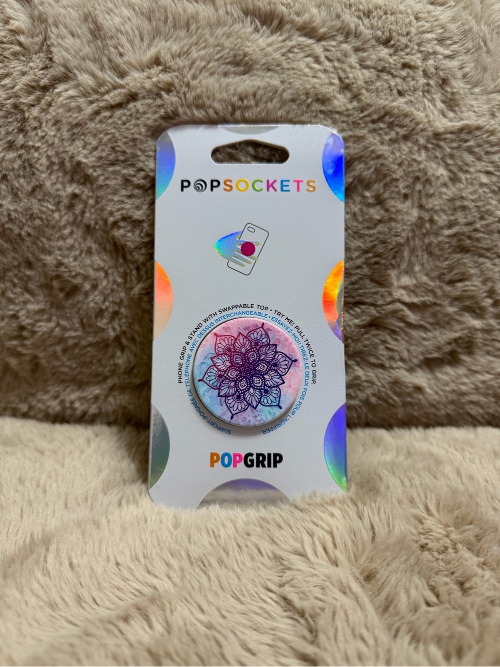 PopSocket PopGrip Phone Grip β Blue and Purple Mandala Design